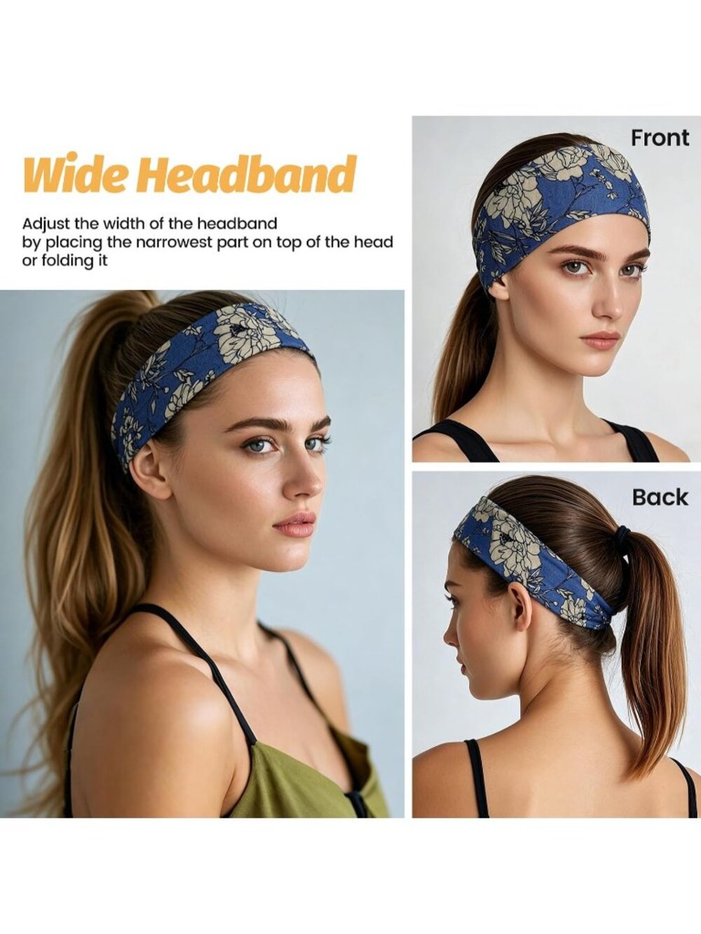 Women X-Colorful-1 Stretchy 6 Pack Headbands Yoga Sweatbands Hair Accessories - Picture 4 of 6